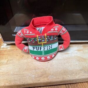 PUFFIN brand sweater drink cozie